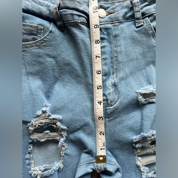 Shein high waisted ripped flared jeans in light wash blue. Size petite M/6 - Picture 12 of 13